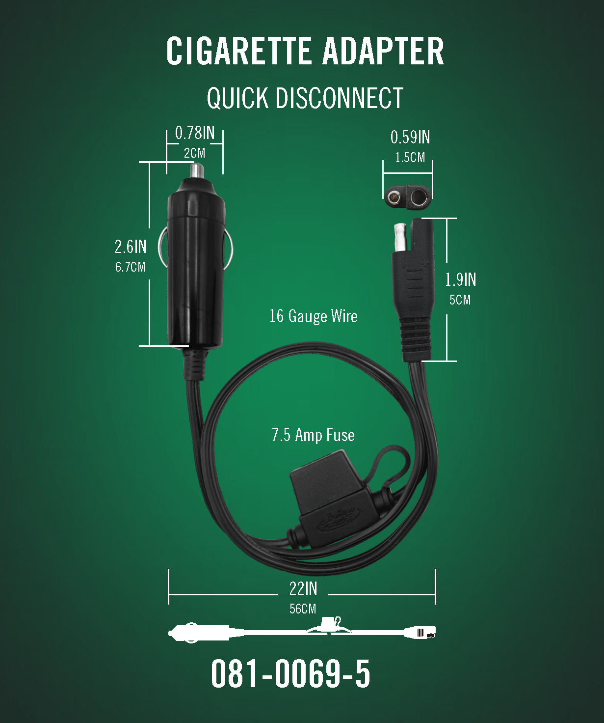 Quick Disconnect 12V Outlet Adapter Cable - Battery Tender®